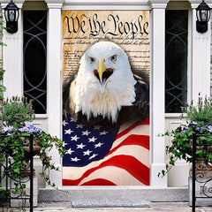 Lofaris Solemn Eagle Usa Flag Independence Day Door Cover