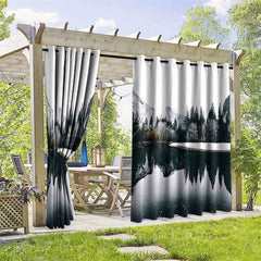 Lofaris Solemn Lake View Waterproof Printed Outdoor Curtains
