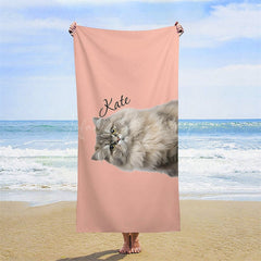 Lofaris Solid Color Custom Pet Photo Beach Towel For Summer