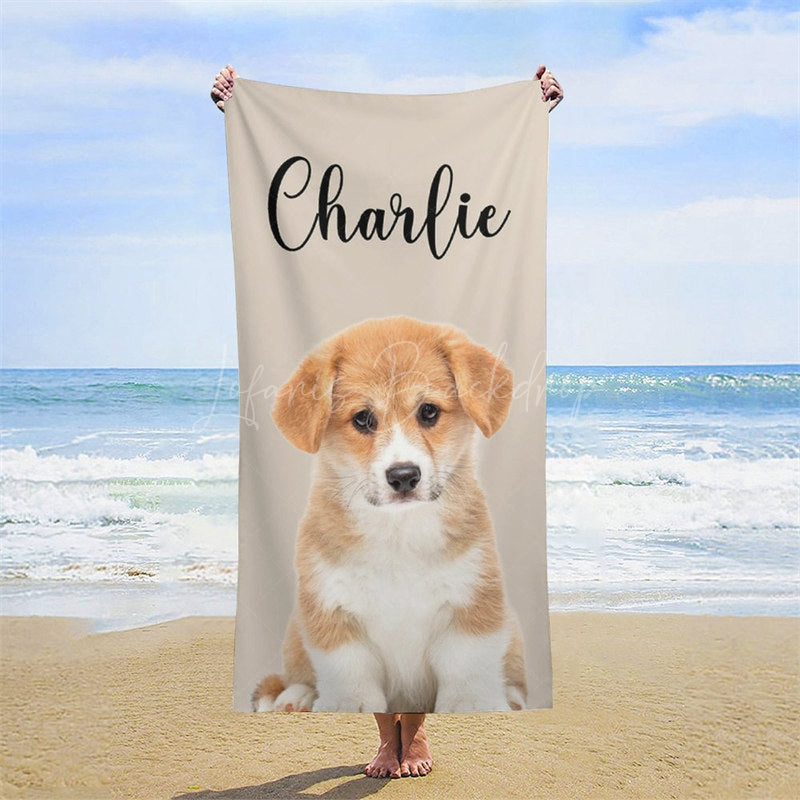 Lofaris Solid Color Custom Pet Photo Beach Towel For Summer