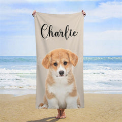 Lofaris Solid Color Custom Pet Photo Beach Towel For Summer