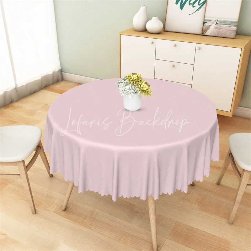 Lofaris Solid Pink Round Tablecloth Simple Pastel Color Polyester Table Cover for Wedding Party