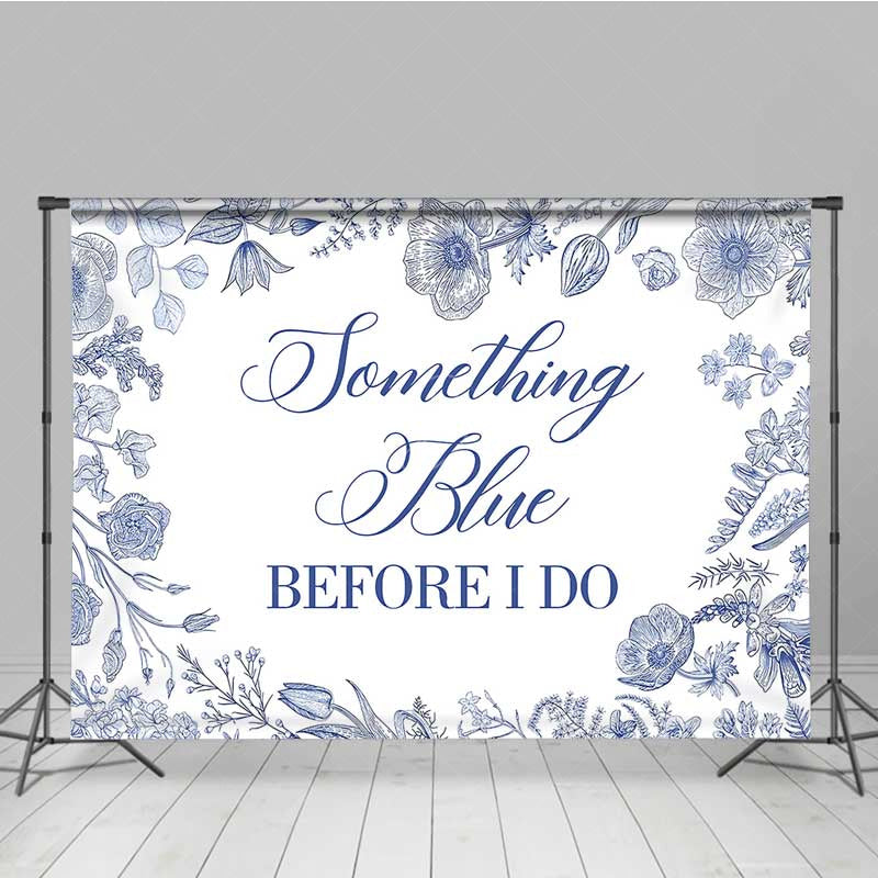Lofaris Something Blue Before I Do Bridal Shower Elegant Floral Sketch Banner Classic Wedding Bachelorette Party