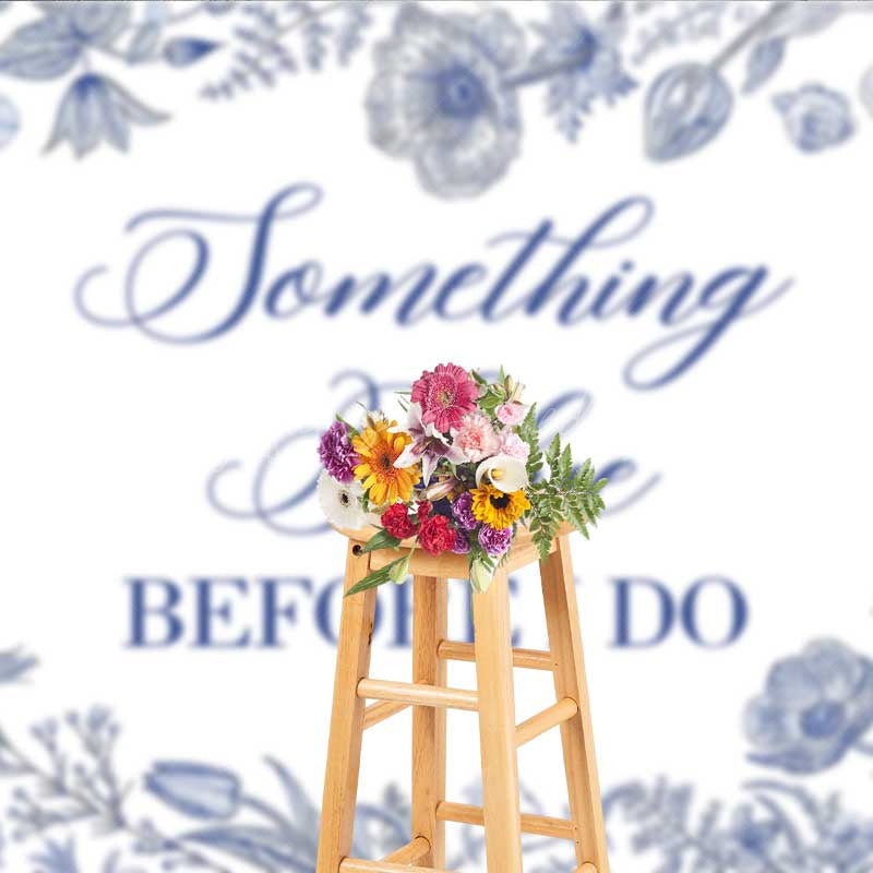 Lofaris Something Blue Before I Do Bridal Shower Elegant Floral Sketch Banner Classic Wedding Bachelorette Party