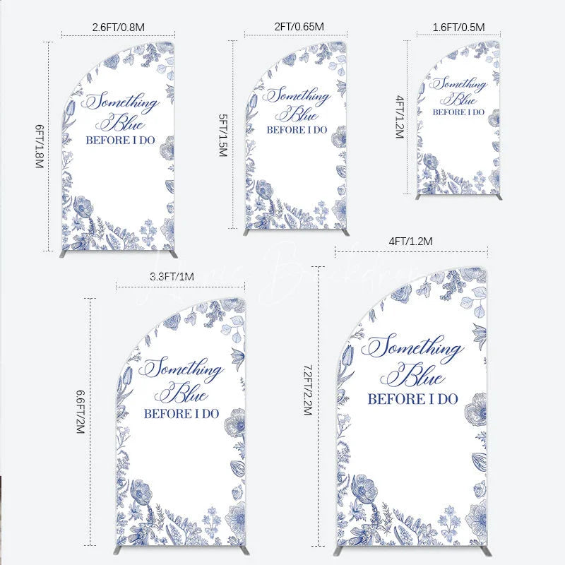 Lofaris Something Blue Before I Do Half Moon Arch Backdrop for Bridal Shower and Bachelorette Elegant Floral Party Decor
