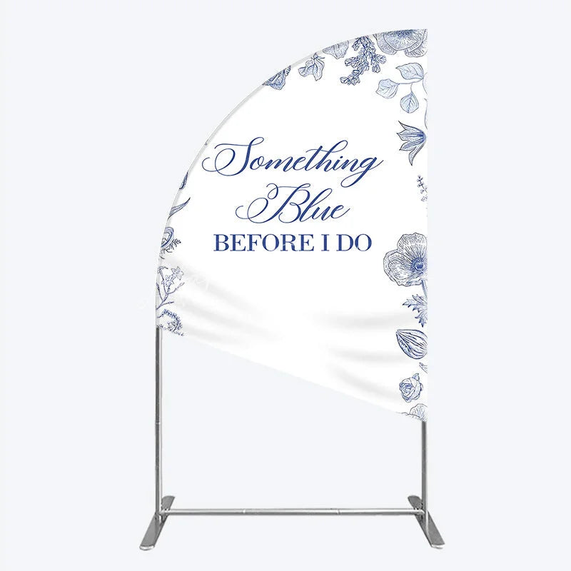 Lofaris Something Blue Before I Do Half Moon Arch Backdrop for Bridal Shower and Bachelorette Elegant Floral Party Decor