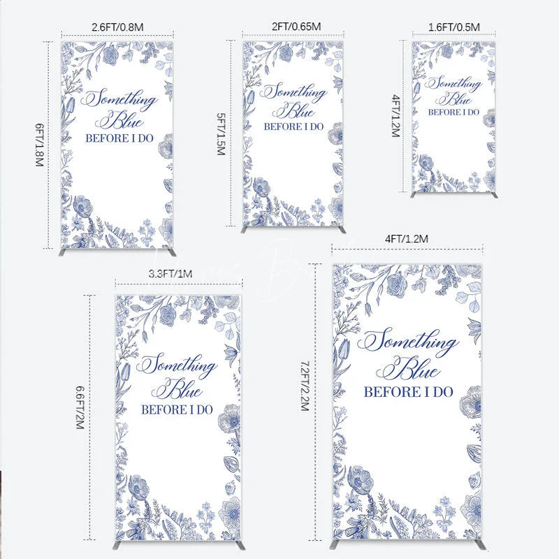 Lofaris Something Blue Before I Do Rectangle Backdrop for Bridal Shower and Bachelorette Elegant Floral Party Decor