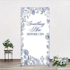 Lofaris Something Blue Before I Do Rectangle Backdrop for Bridal Shower and Bachelorette Elegant Floral Party Decor