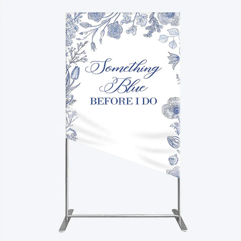 Lofaris Something Blue Before I Do Rectangle Backdrop for Bridal Shower and Bachelorette Elegant Floral Party Decor