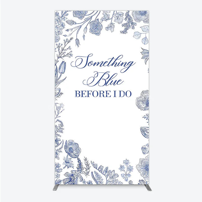 Lofaris Something Blue Before I Do Rectangle Backdrop for Bridal Shower and Bachelorette Elegant Floral Party Decor