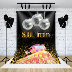 Lofaris Soul Train Themed Photography Backdrop 70s Disco Party with Mirror Balls Retro Funk and R&B Dance Decor