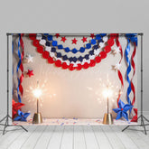 Lofaris Sparke Red White Blue Ribbon Independence Day Backdrop