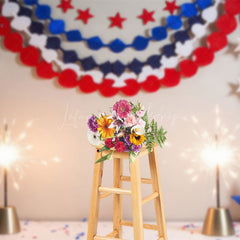 Lofaris Sparke Red White Blue Ribbon Independence Day Backdrop