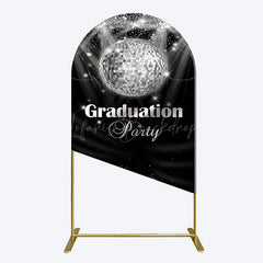 Lofaris Sparkle Black Silver Ball Graduation Arch Backdrop