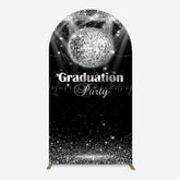 Lofaris Sparkle Black Silver Ball Graduation Arch Backdrop