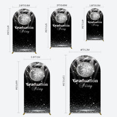Lofaris Sparkle Black Silver Ball Graduation Arch Backdrop