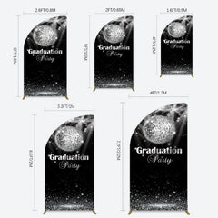 Lofaris Sparkle Black Silver Ball Graduation Half Moon Arch Backdrop