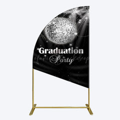 Lofaris Sparkle Black Silver Ball Graduation Half Moon Arch Backdrop