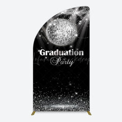 Lofaris Sparkle Black Silver Ball Graduation Half Moon Arch Backdrop