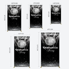 Lofaris Sparkle Black Silver Ball Graduation Rectangle Backdrop
