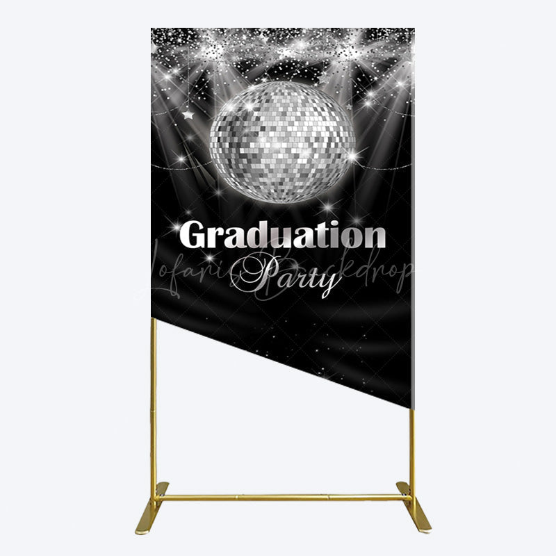 Lofaris Sparkle Black Silver Ball Graduation Rectangle Backdrop