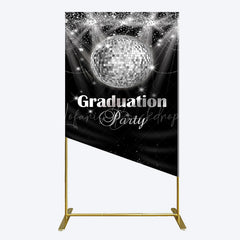 Lofaris Sparkle Black Silver Ball Graduation Rectangle Backdrop