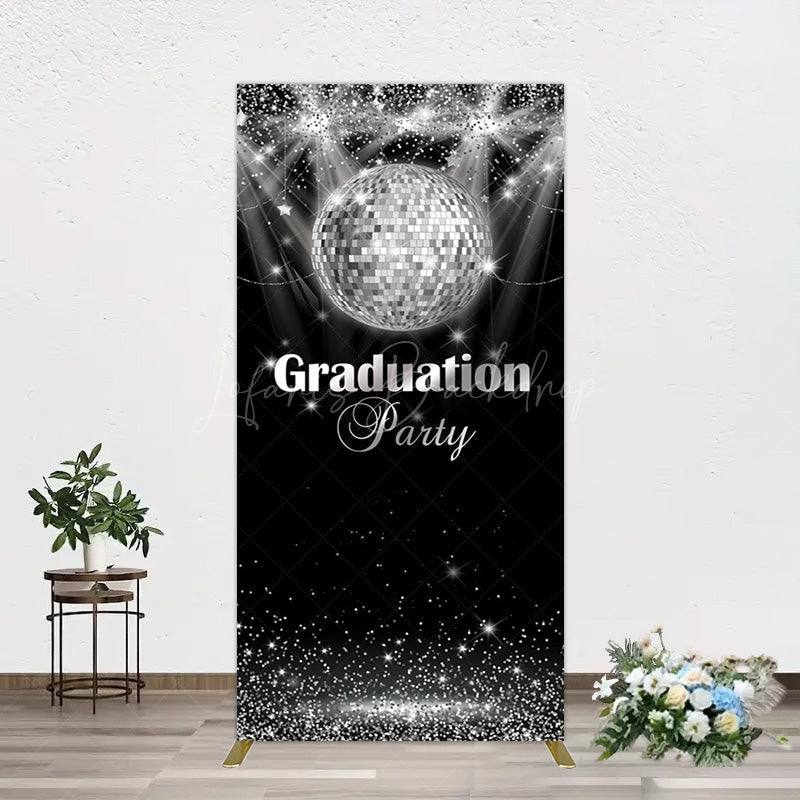 Lofaris Sparkle Black Silver Ball Graduation Rectangle Backdrop