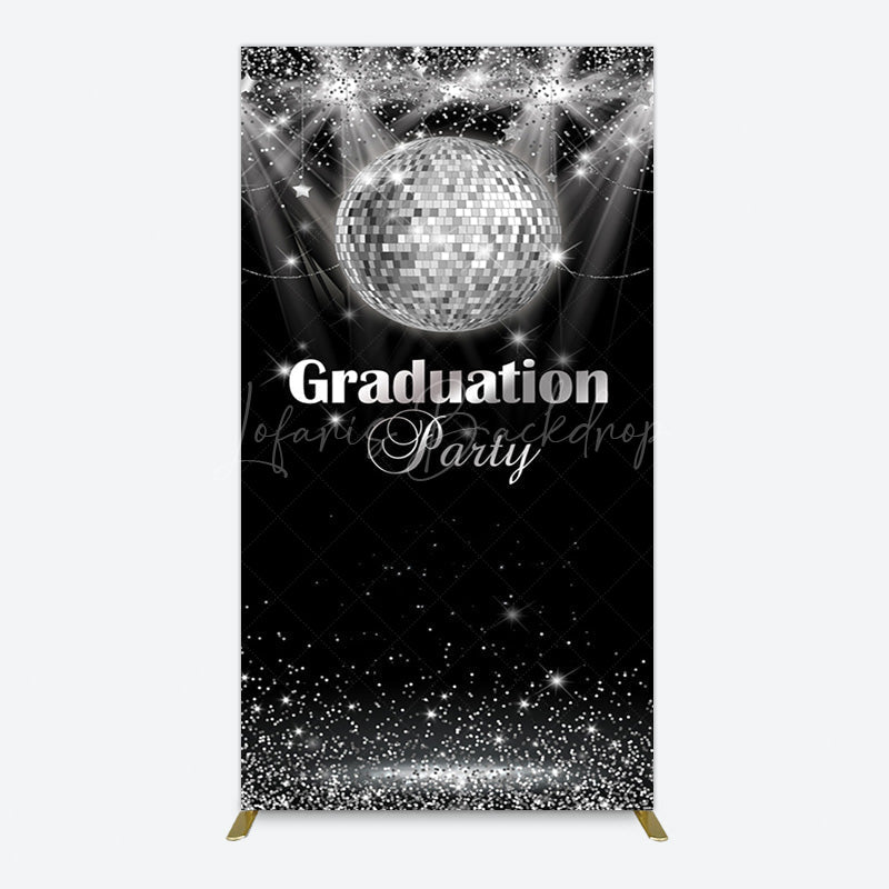 Lofaris Sparkle Black Silver Ball Graduation Rectangle Backdrop