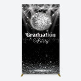 Lofaris Sparkle Black Silver Ball Graduation Rectangle Backdrop