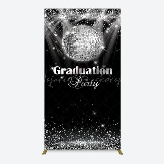 Lofaris Sparkle Black Silver Ball Graduation Rectangle Backdrop