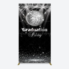 Lofaris Sparkle Black Silver Ball Graduation Rectangle Backdrop