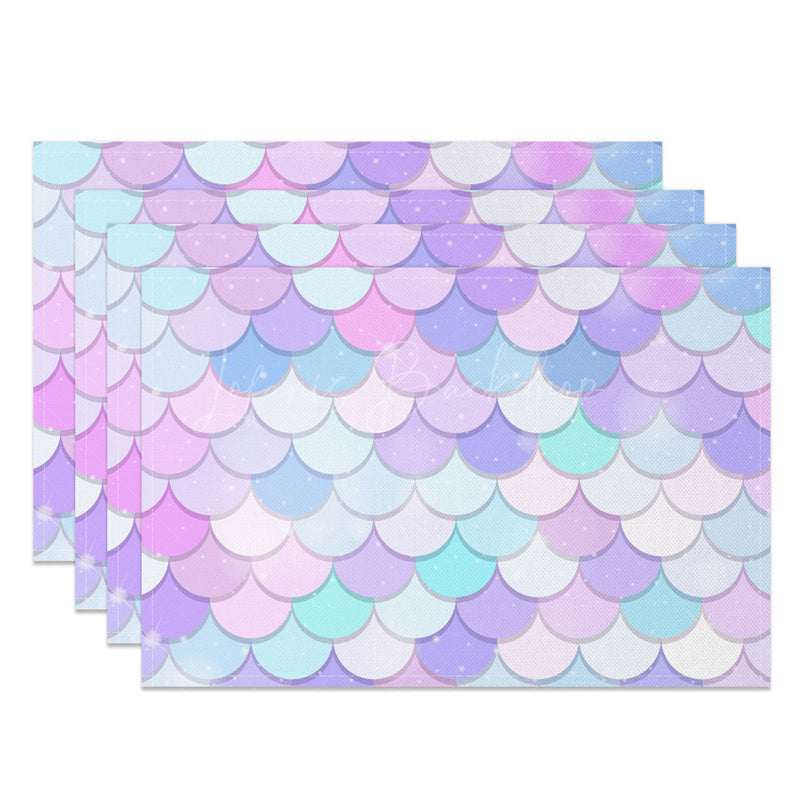 Lofaris Sparkle Colorful Mermaid Scales Set Of 4 Placemats