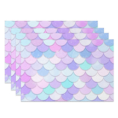 Lofaris Sparkle Colorful Mermaid Scales Set Of 4 Placemats
