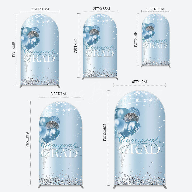 Lofaris Sparkle Diamonds Blue Congrats Grad Arch Backdrop
