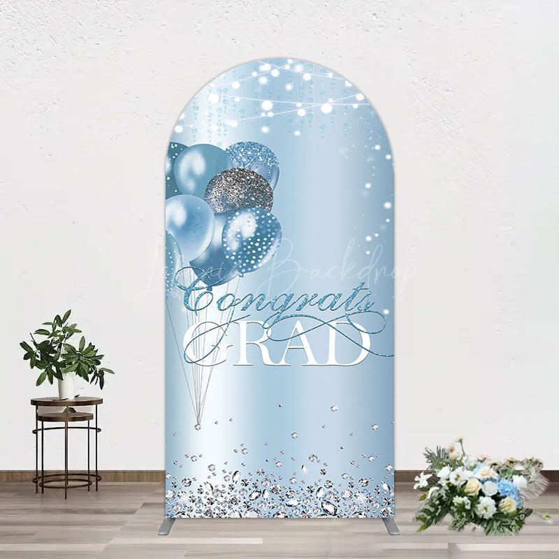 Lofaris Sparkle Diamonds Blue Congrats Grad Arch Backdrop
