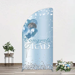 Lofaris Sparkle Diamonds Blue Congrats Grad Half Moon Arch Backdrop