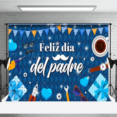 Lofaris Sparkle Elegant Blue Feliz Dia Del Padre Backdrop