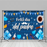 Lofaris Sparkle Elegant Blue Feliz Dia Del Padre Backdrop