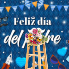 Lofaris Sparkle Elegant Blue Feliz Dia Del Padre Backdrop