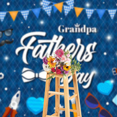 Lofaris Sparkle Elegant Blue Grandpa Fathers Day Backdrop