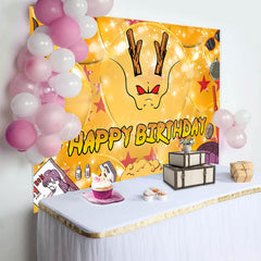 Lofaris Sparkle Gold Crutch Dragon Happy Birthday Backdrop