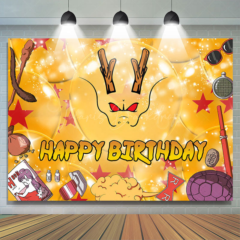 Lofaris Sparkle Gold Crutch Dragon Happy Birthday Backdrop