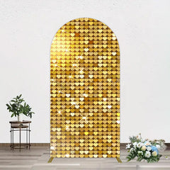 Lofaris Sparkle Heart Gold Sequins Birthday Arch Backdrop