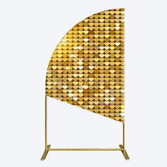 Lofaris Sparkle Heart Gold Sequins Birthday Half Moon Arch Backdrop