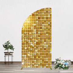 Lofaris Sparkle Heart Gold Sequins Birthday Half Moon Arch Backdrop