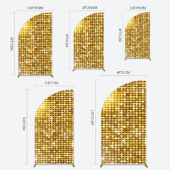 Lofaris Sparkle Heart Gold Sequins Birthday Half Moon Arch Backdrop