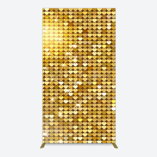 Lofaris Sparkle Heart Gold Sequins Birthday Rectangle Backdrop