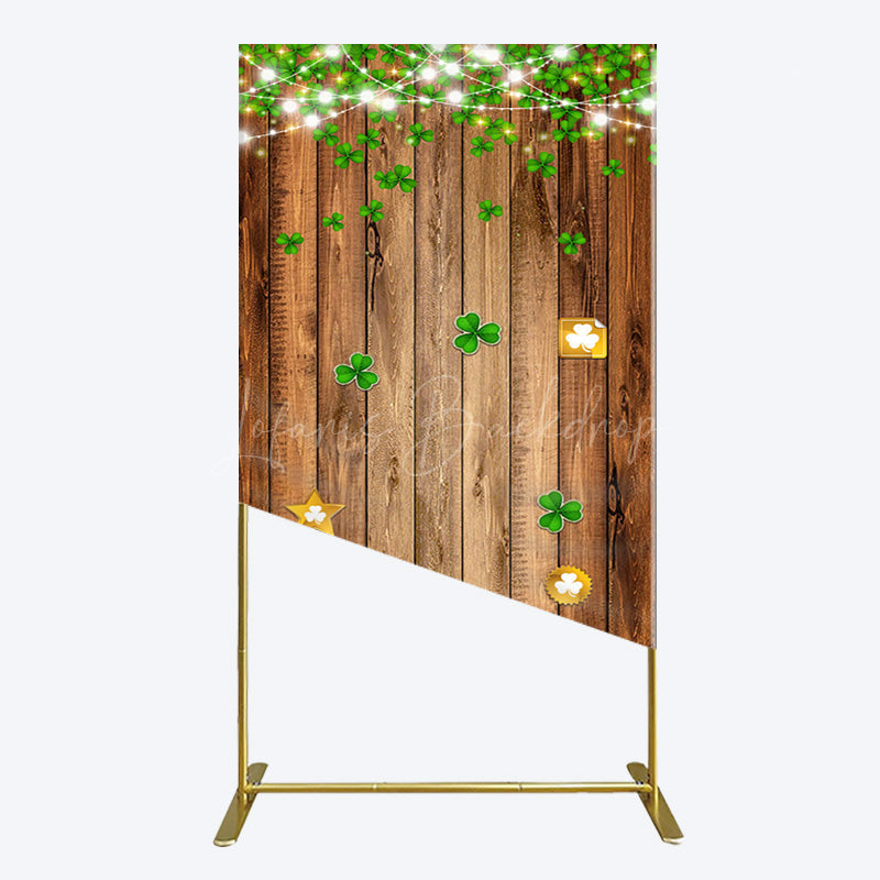 Lofaris Sparkle Light Clover Wooden St Patrick Rectangle Backdrop