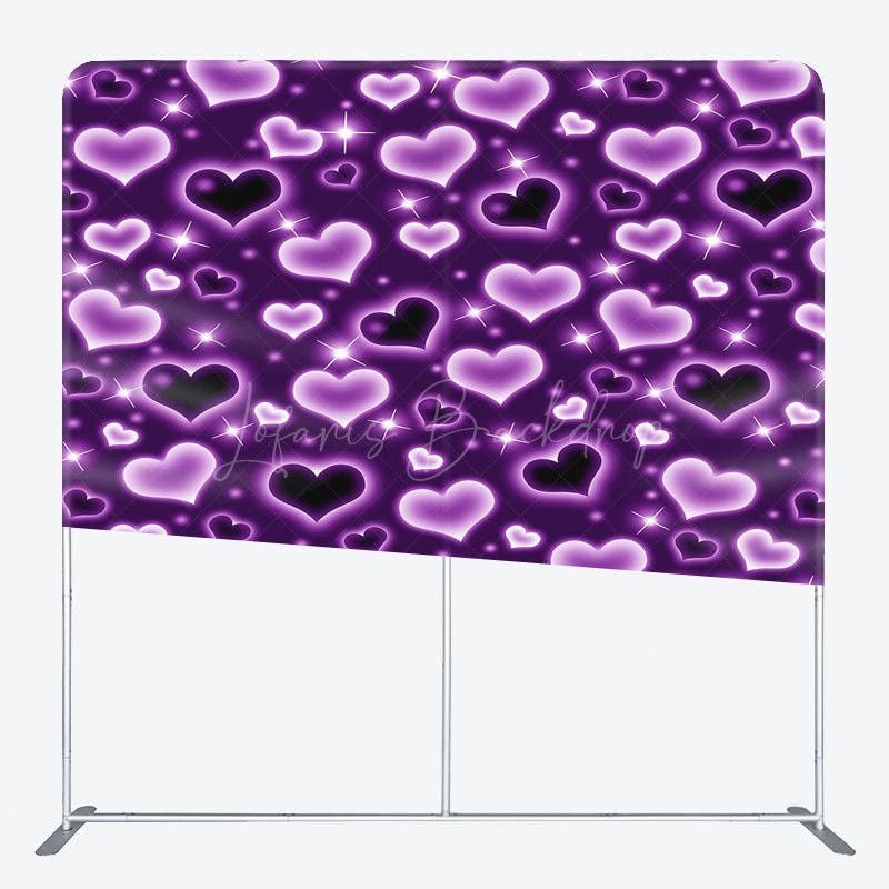 Lofaris Sparkle Purple Hearts Romantic Pillow Case Backdrop