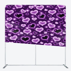 Lofaris Sparkle Purple Hearts Romantic Pillow Case Backdrop